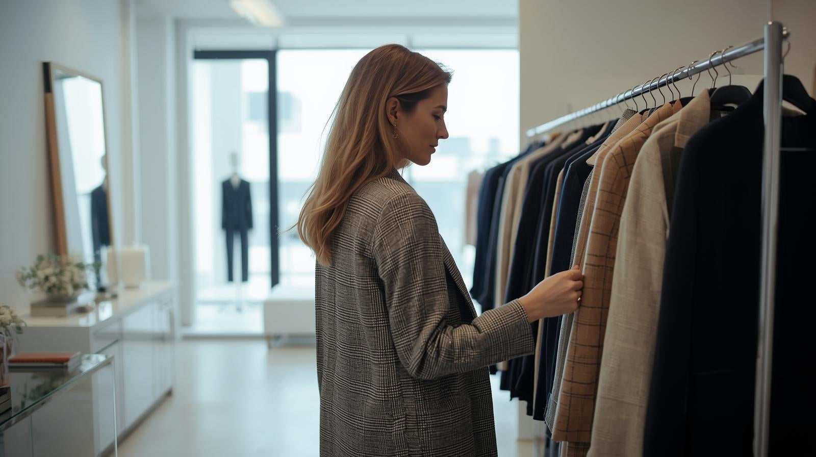A_woman_walking_in_modern_interior_space_and_choosing_a_cloth._Wearing_a_coat_jacket.jpg