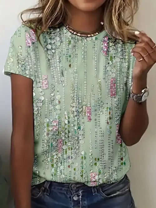 Amaris Printed Round Neck Tee