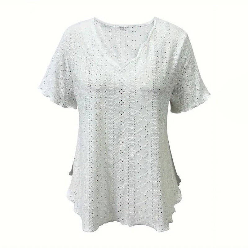 Elodie Scallop V-Neck Blouse