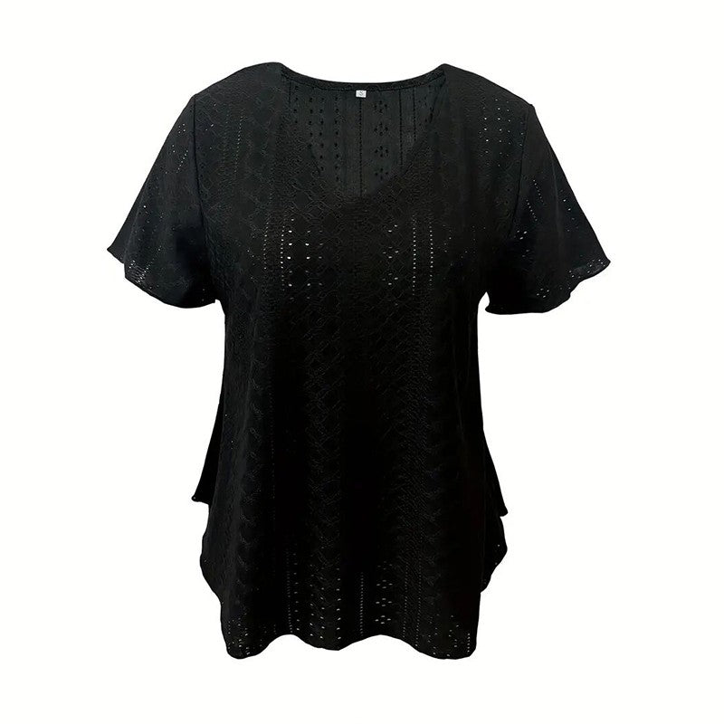 Elodie Scallop V-Neck Blouse
