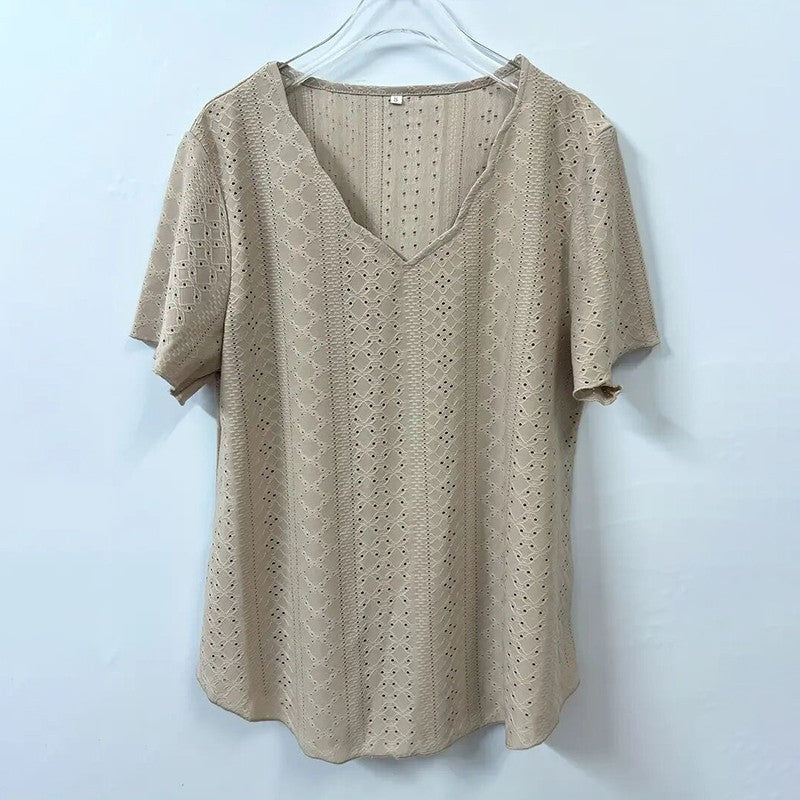 Elodie Scallop V-Neck Blouse