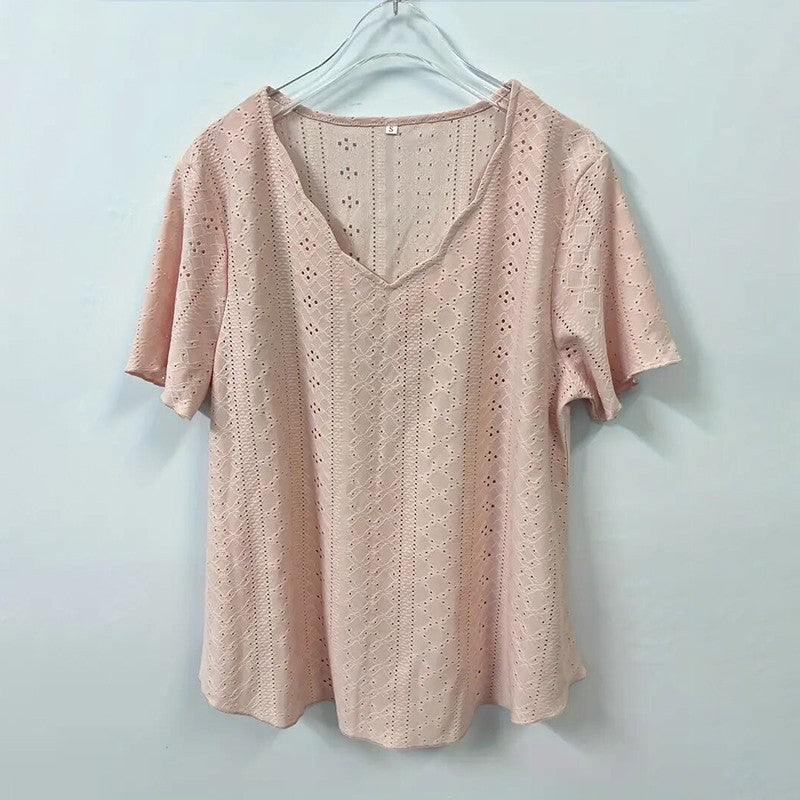 Elodie Scallop V-Neck Blouse
