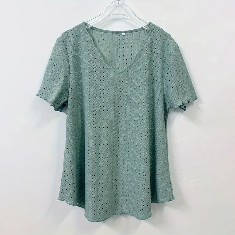 Elodie Scallop V-Neck Blouse