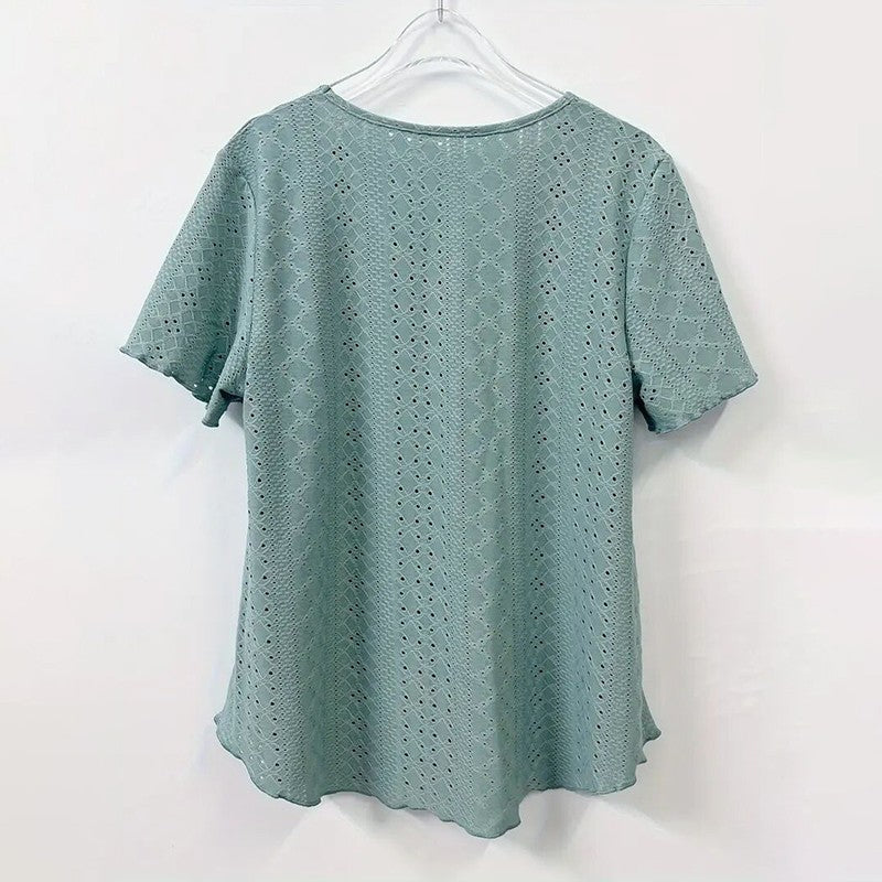Elodie Scallop V-Neck Blouse