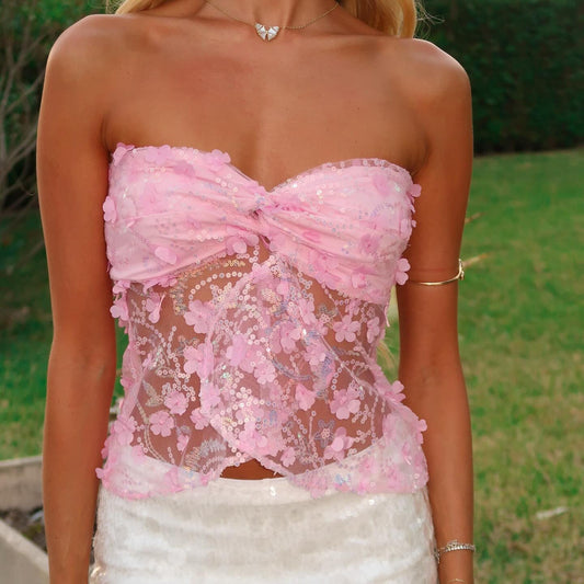 Mariposa Sequin Mesh Camisole